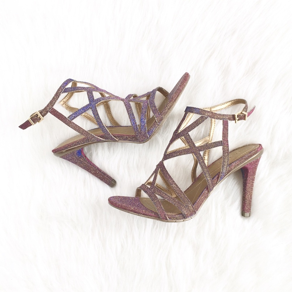 Kenneth Cole | rainbow shimmer geo cage heels